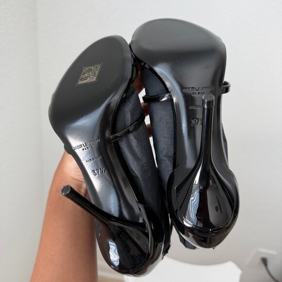 Saint Laurent Cassandra YSL Medallion Strappy Stiletto Sandals | Size 37.5 / 7.5 - Picture 7 of 11